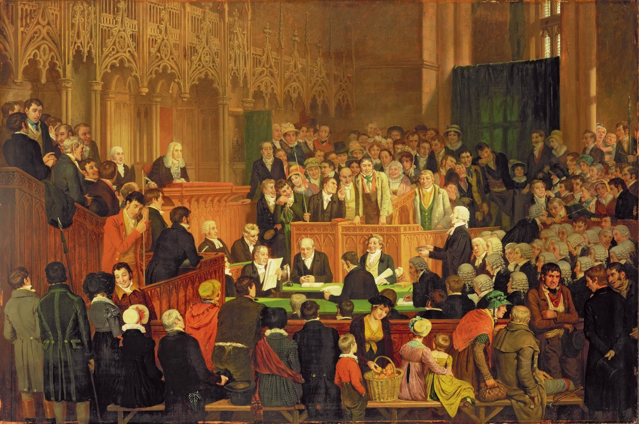 Egy ló garanciájának tárgyalása a Lancaster Castle megyei bíróságán alkotó: Edward Villiers Rippingille
