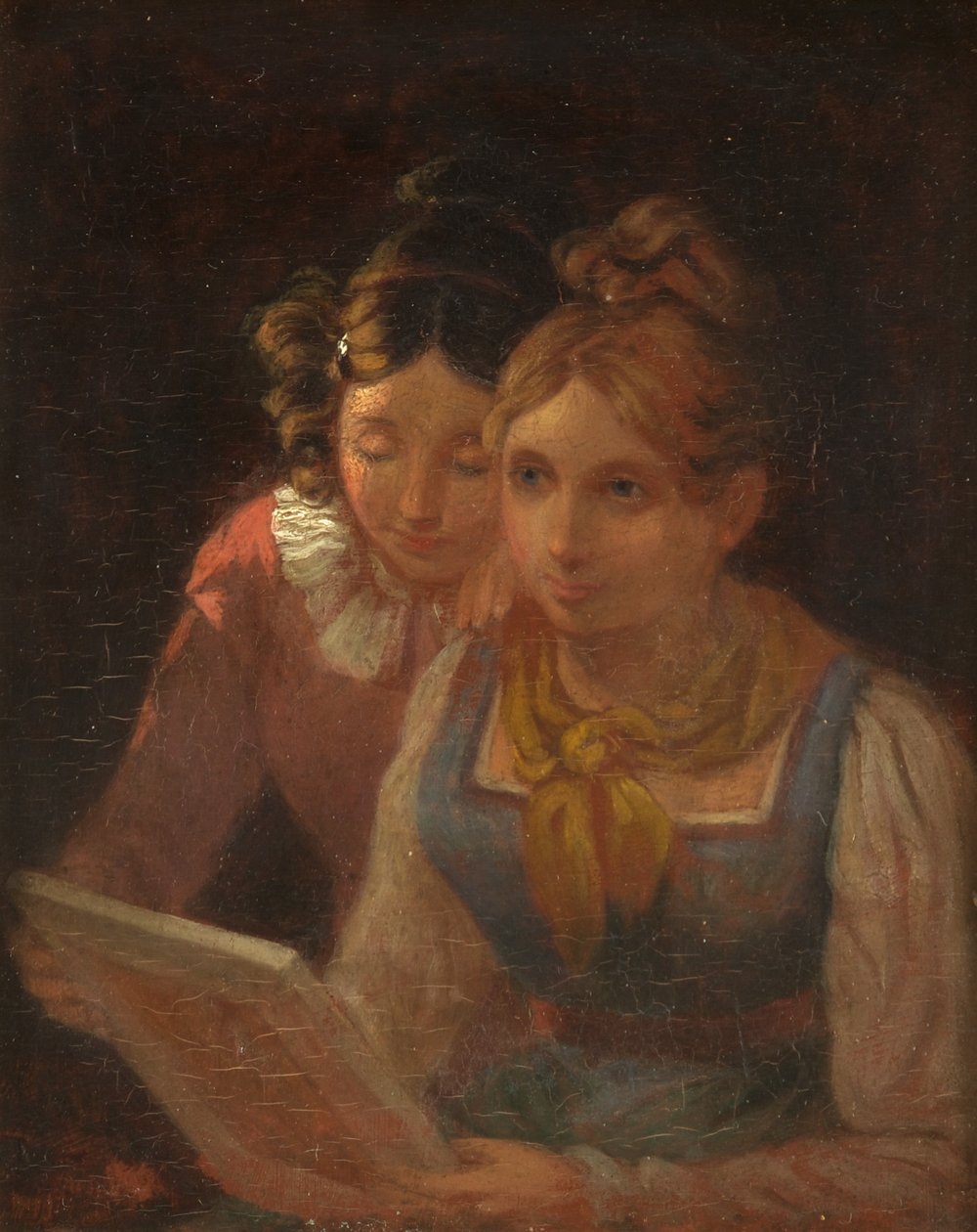 Két lány egy képet néz, 1820 körül (olaj, panel) alkotó: Edward Villiers Rippingille
