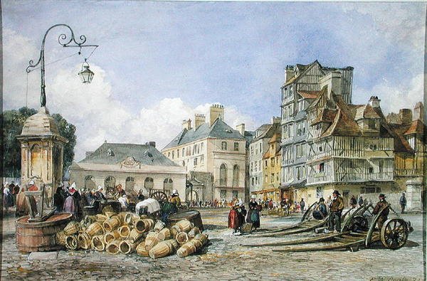 Piac tér a kontinensen (akvarell papíron) alkotó: Edward William Cooke