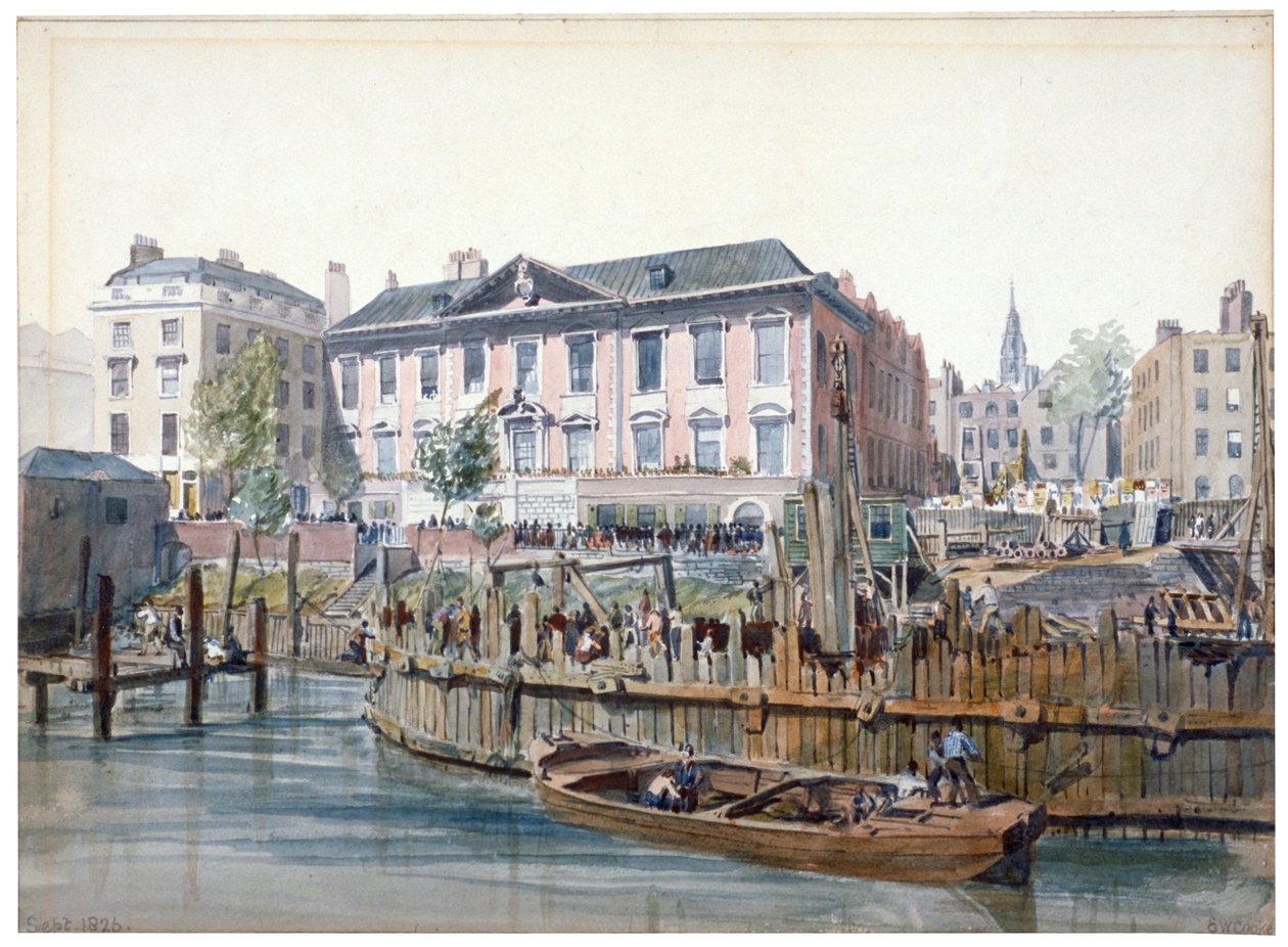 A London Bridge építése, 1826 alkotó: Edward William Cooke