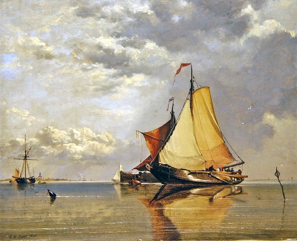 Holland hajók Fort Lillo mellett, a Scheldt torkolatánál alkotó: Edward William Cooke