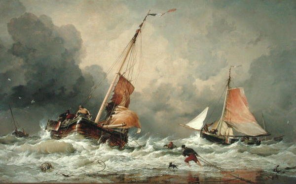 Holland Pinckek érkeznek, és az árapály visszatérésekor tengerre készülnek alkotó: Edward William Cooke