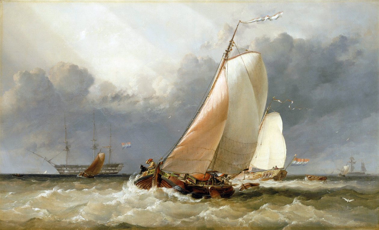 Holland vitorlás a Zuiderzee folyón (Hollandia). Olaj, vászon alkotó: Edward William Cooke