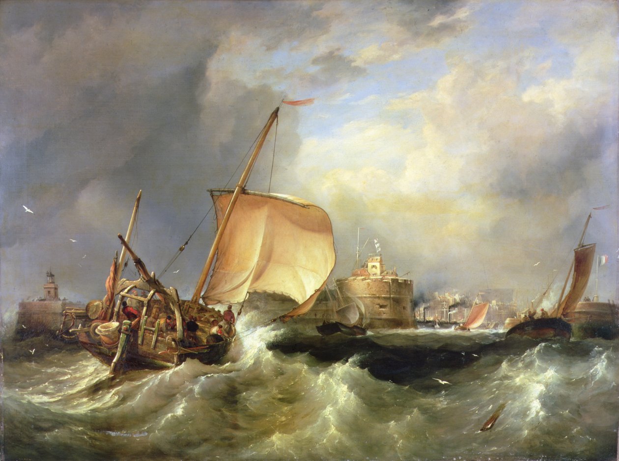 Havre de Grace kikötőjébe befutó francia heringhajó alkotó: Edward William Cooke
