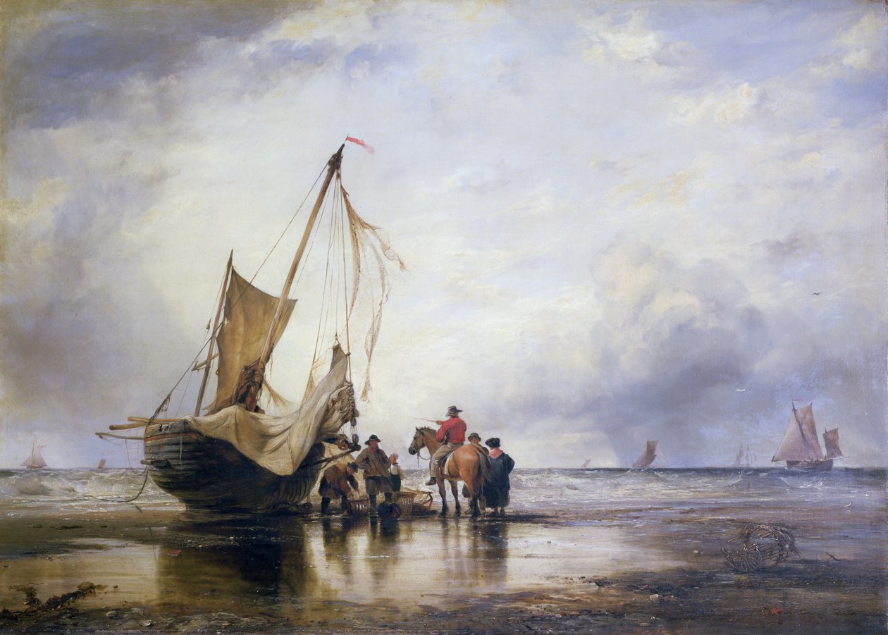 Hog Boat on the Sands, Brighton alkotó: Edward William Cooke