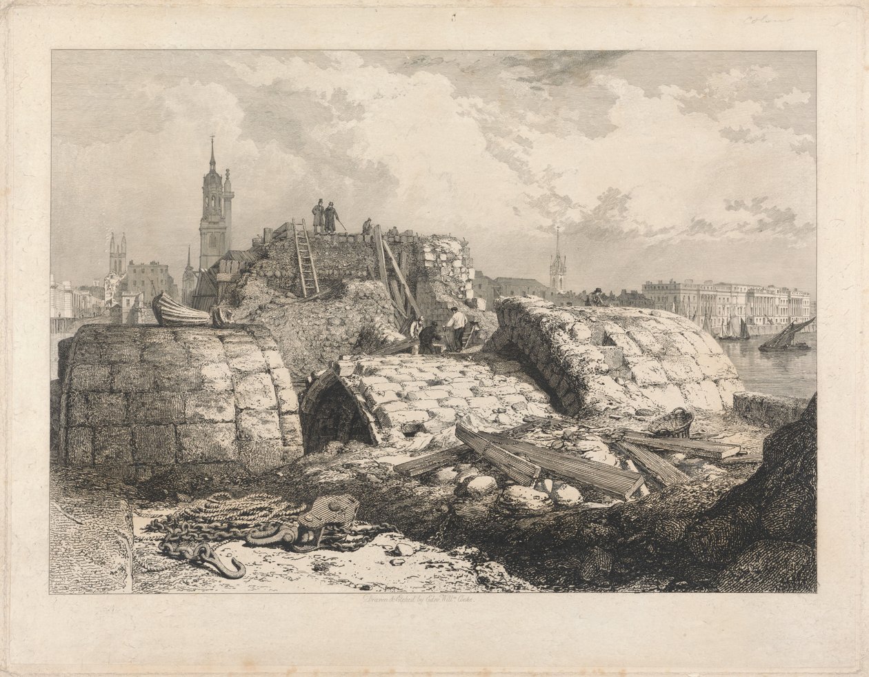 London Bridge - bontás alkotó: Edward William Cooke