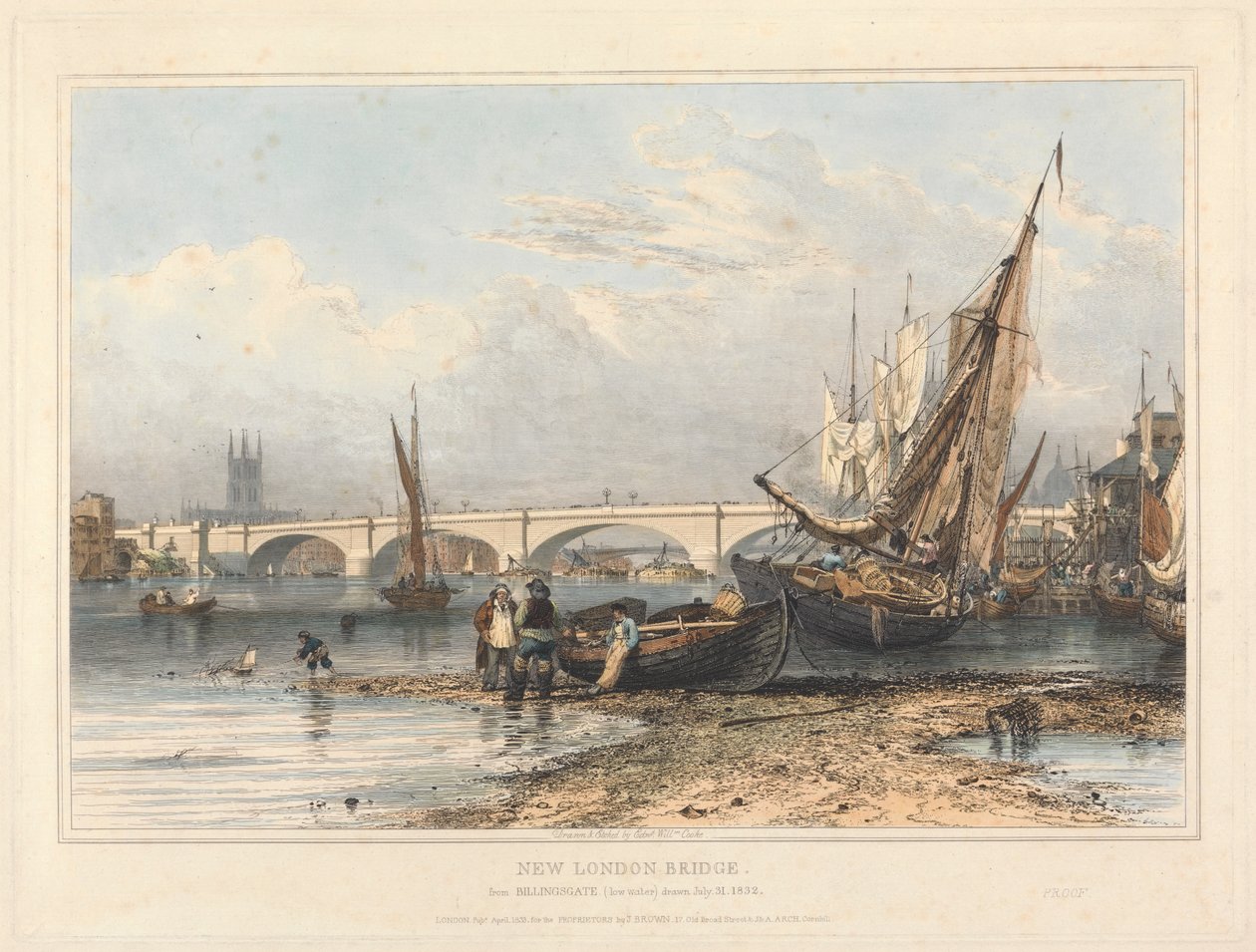 New London Bridge a Billingsgate-től (alacsony víz) alkotó: Edward William Cooke