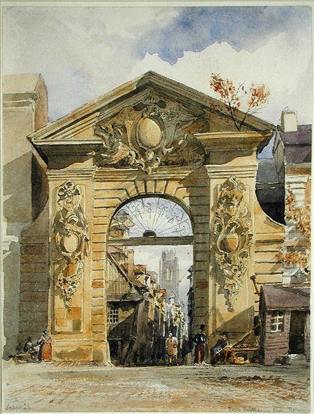 Porte Guillaume Leon, Rouen (akvarell papíron) alkotó: Edward William Cooke