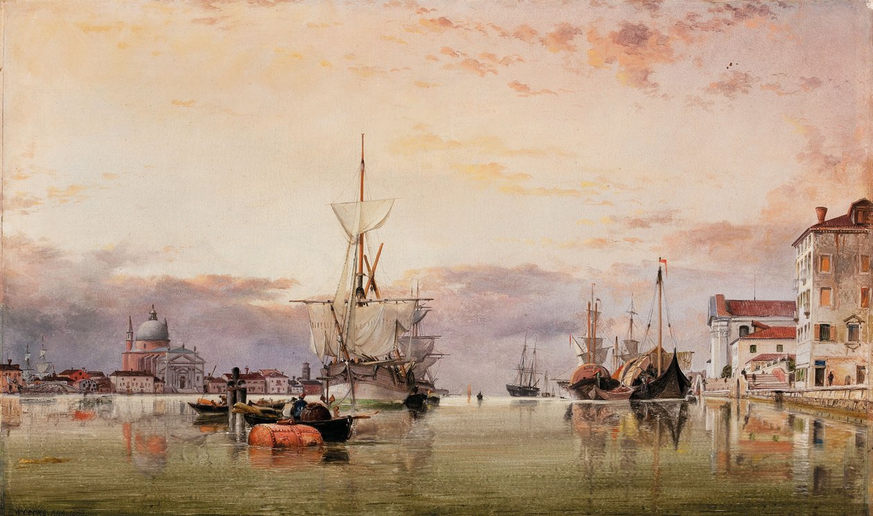 A Canale della Giudecca a Redentore-val túl, 1863 alkotó: Edward William Cooke