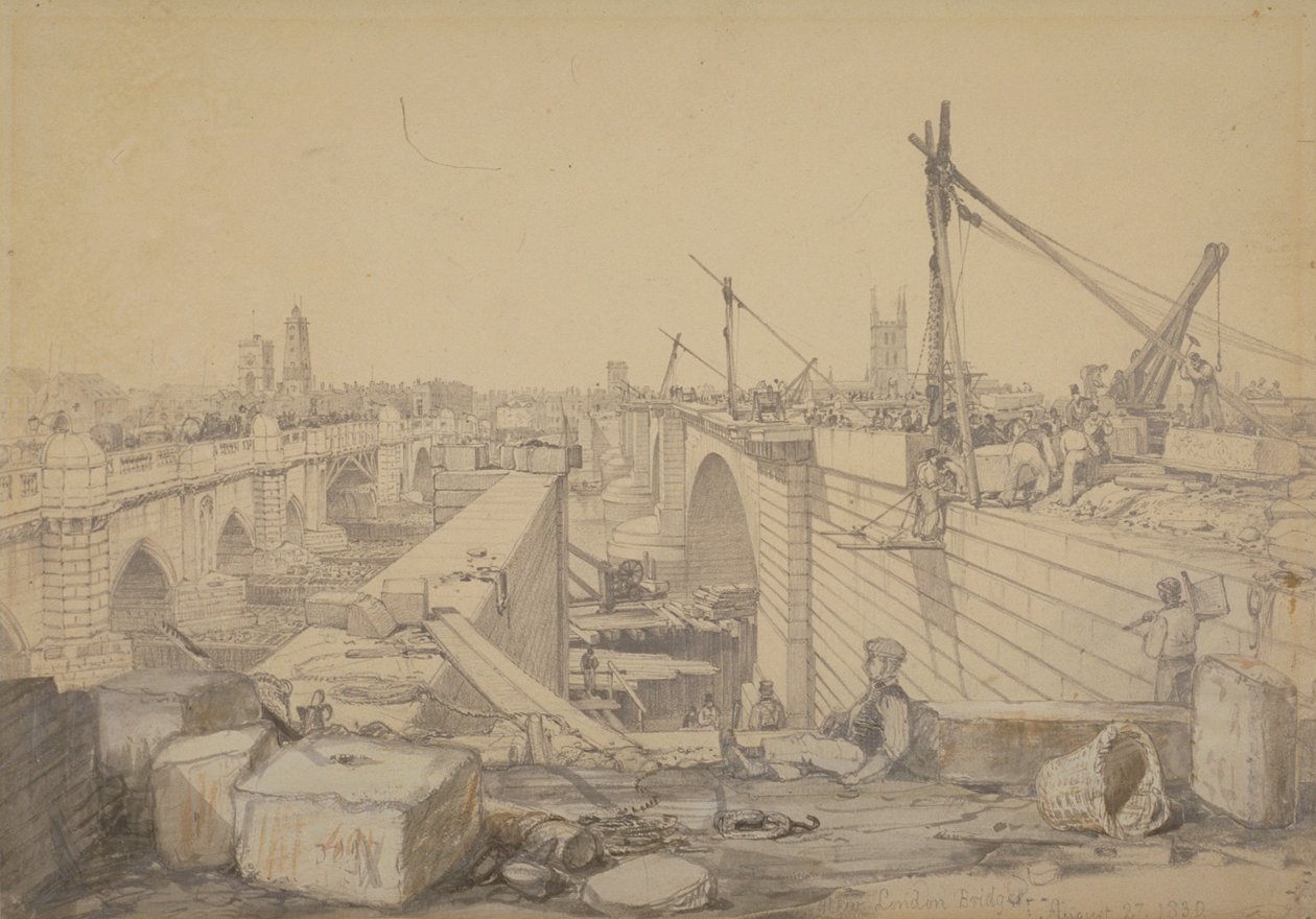 A London Bridge építése, 1830 alkotó: Edward William Cooke