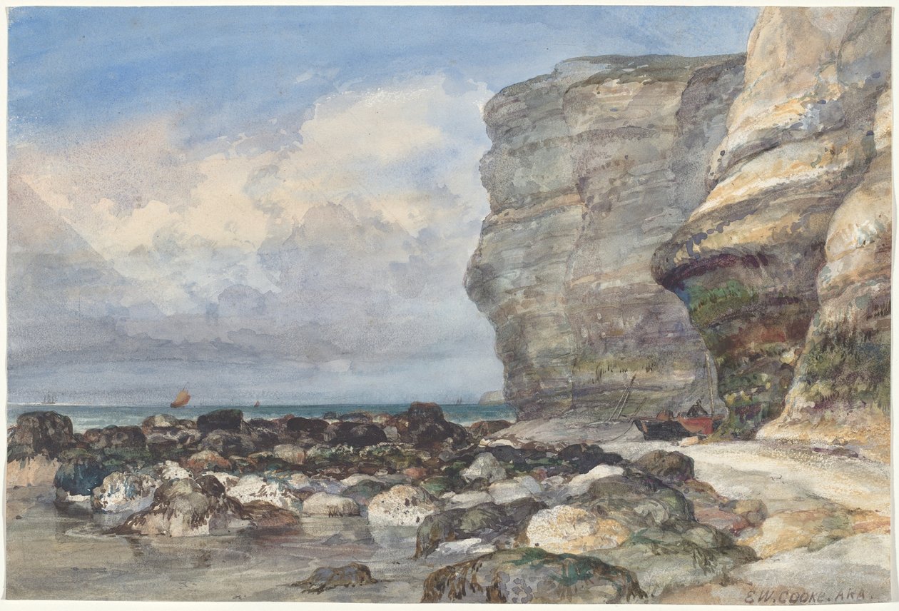 A Rocky Beach és a sziklák Fécamp-ben alkotó: Edward William Cooke