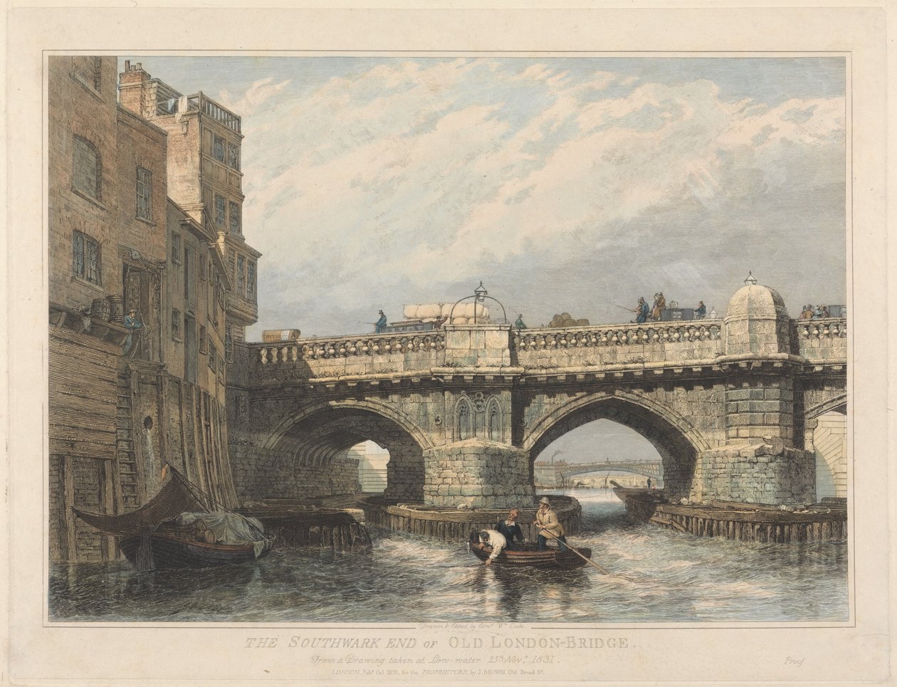 Az Old London Bridge Southwark felőli vége alkotó: Edward William Cooke