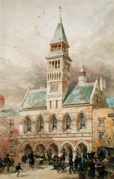 Polgári épület (akvarell papíron) alkotó: Edward William Godwin