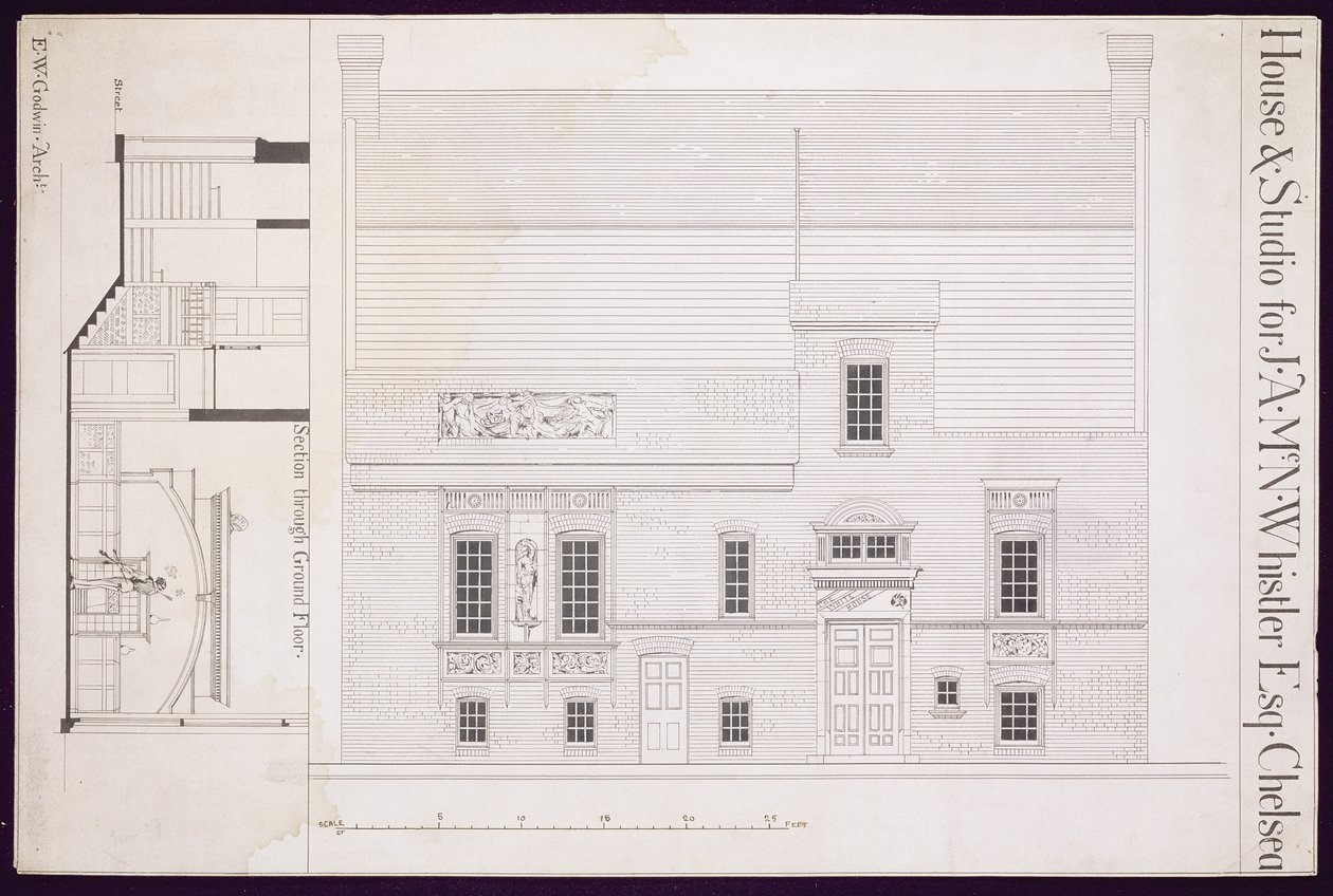 Design for House and Studio for J.A.M. Whistler Esq, Chelsea, 1877–1878 (lásd még: 176477) alkotó: Edward William Godwin