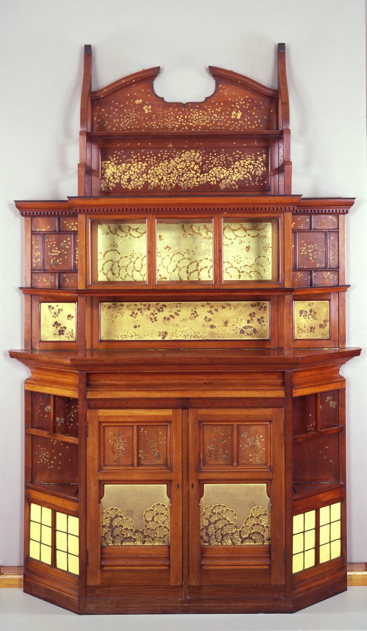 Harmónia sárgában és aranyban: The Butterfly Cabinet, 1877-78 (olaj, mahagóni, sárga csempével, sárgaréz díszlécekkel és üveggel) alkotó: Edward William Godwin