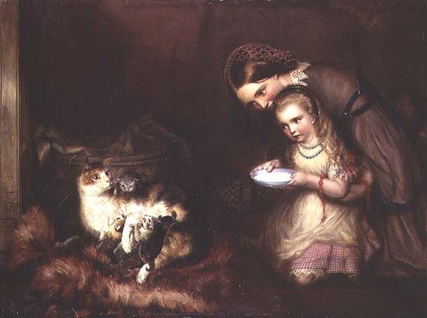 A macskák etetése alkotó: Edward William John Hopley