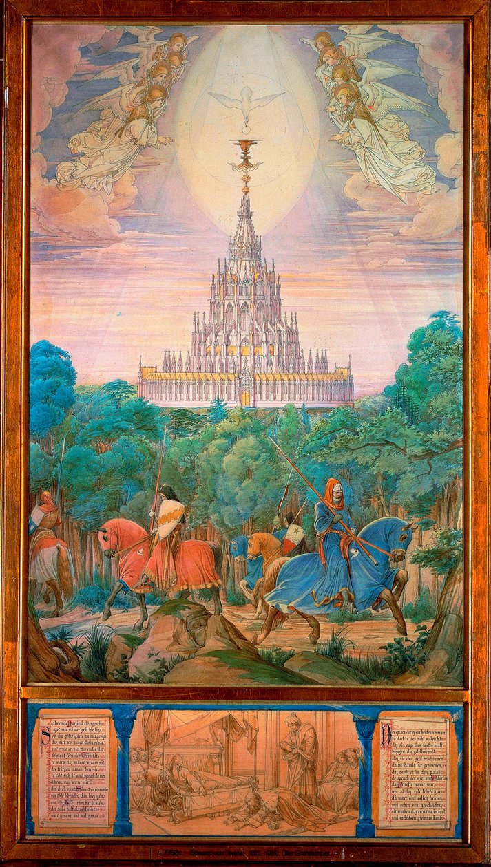 A Szent Grál temploma (akvarell) alkotó: Edward von Steinle