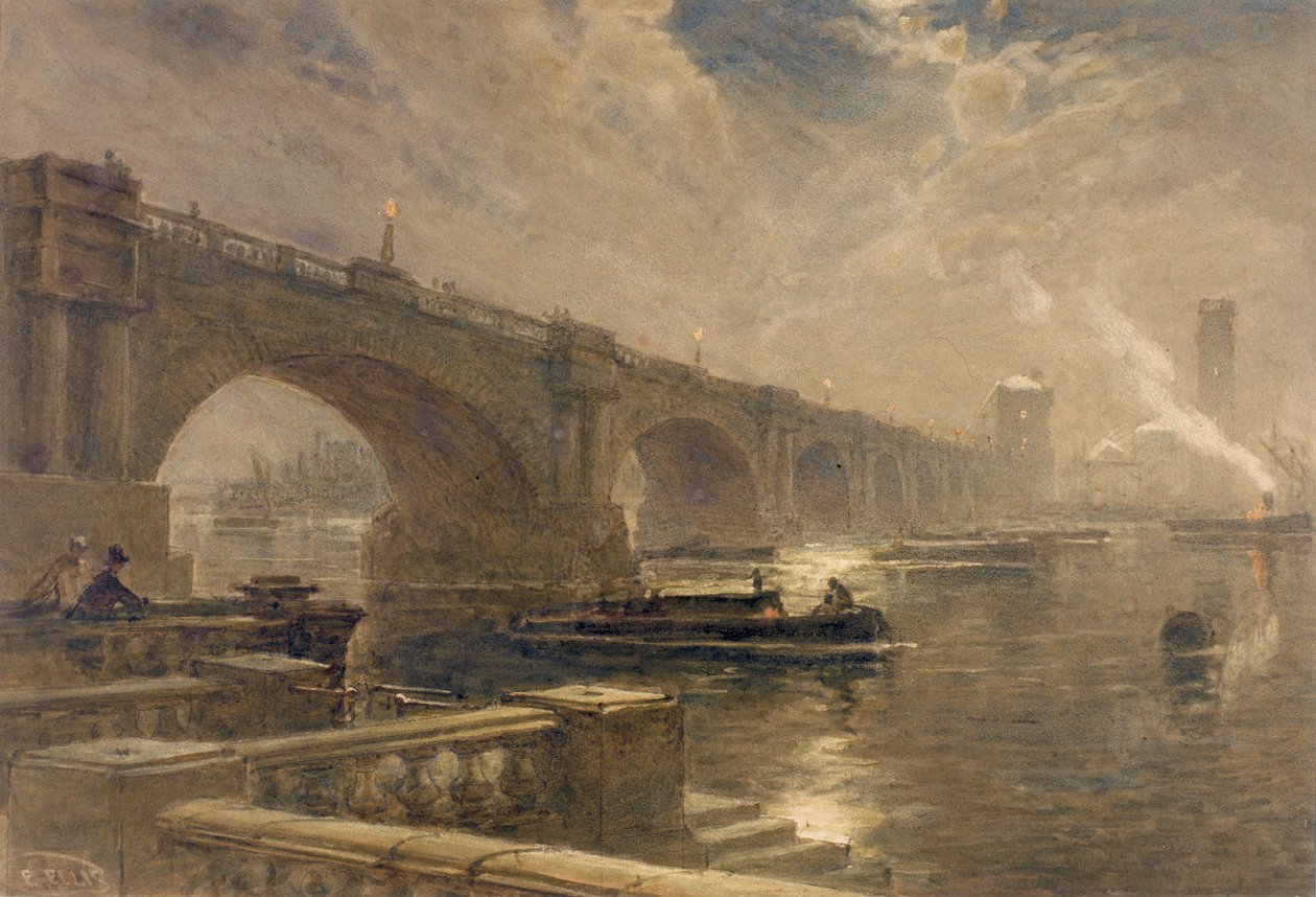 Waterloo Bridge (ceruza és akvarell, papír) alkotó: Edwin Ellis