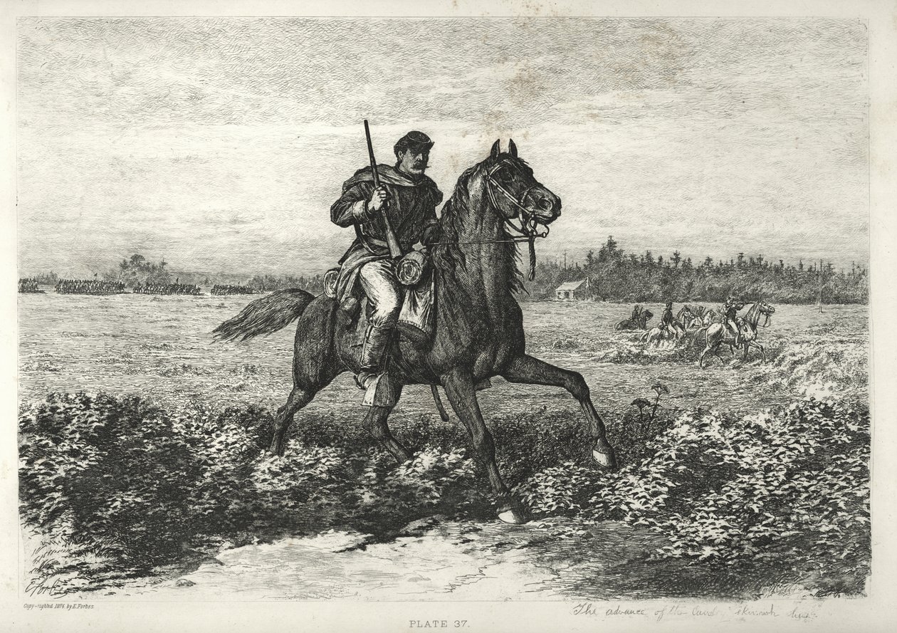 A lovassági csetepaté előrenyomulása alkotó: Edwin Austin Forbes
