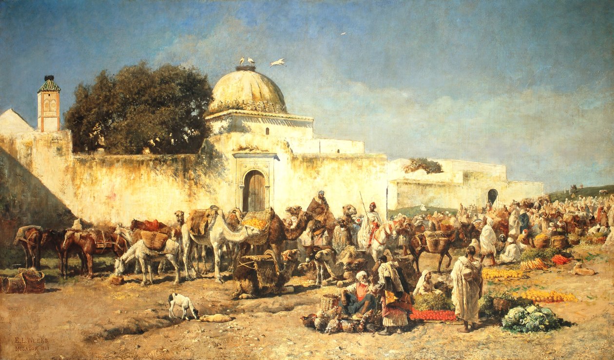 Piaci jelenet Mogadorban, 1881 alkotó: Edwin Lord Weeks