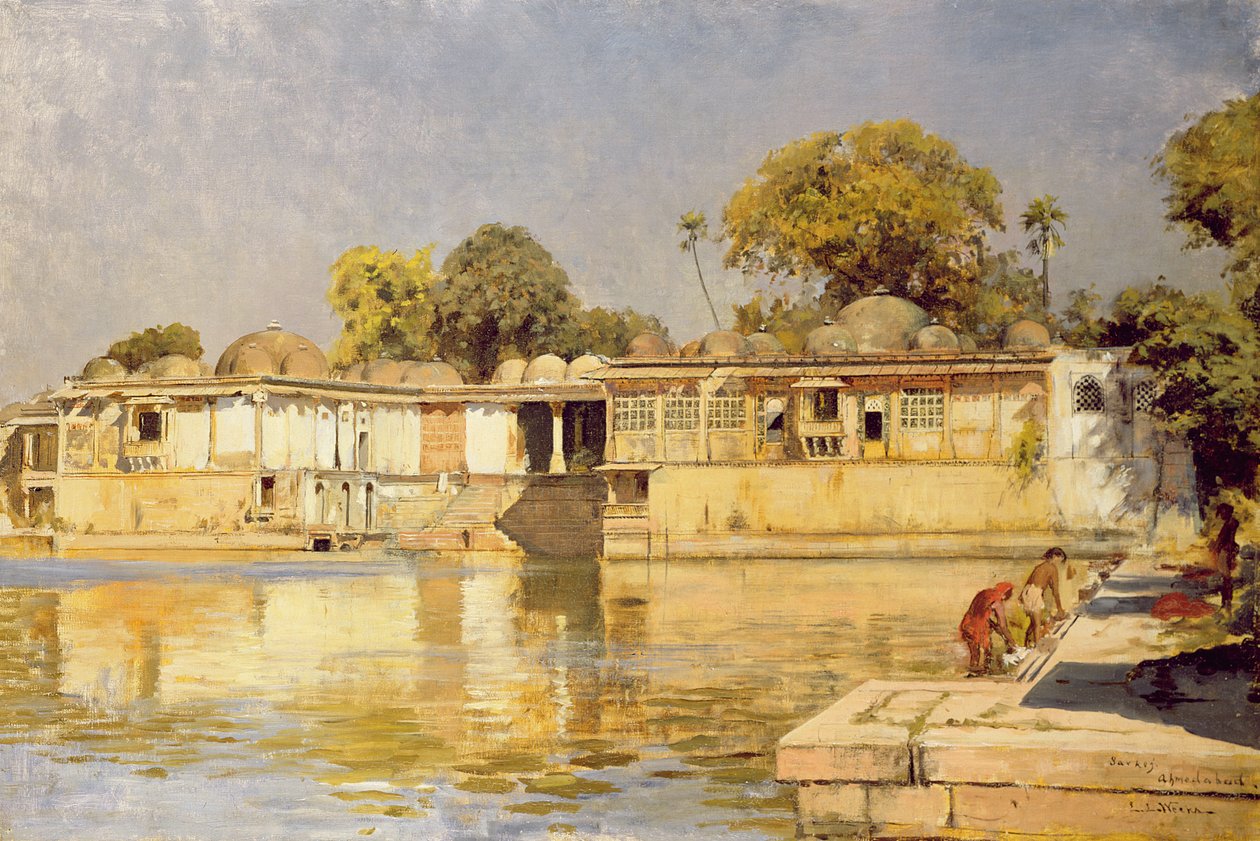 Palota és tó Sarkehben, Ahmedabad közelében, India, 1882-83 körül alkotó: Edwin Lord Weeks