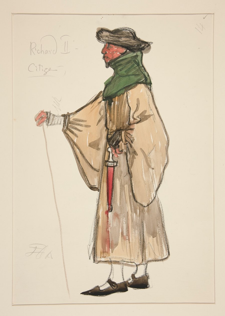 Egy polgár, jelmezvázlat Henry Irving számára alkotó: Edwin Austin Abbey