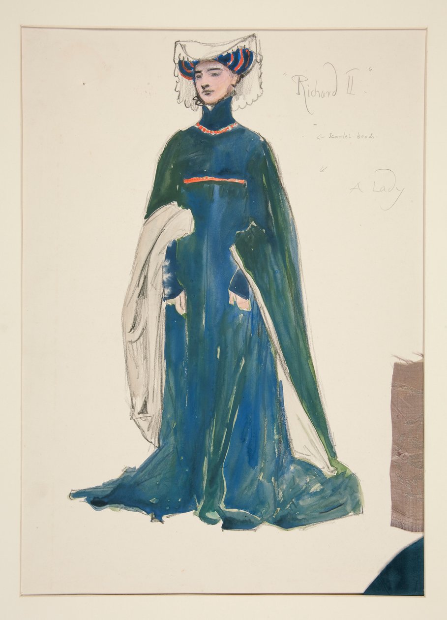 Egy hölgy, jelmezvázlat Henry Irvingnek alkotó: Edwin Austin Abbey