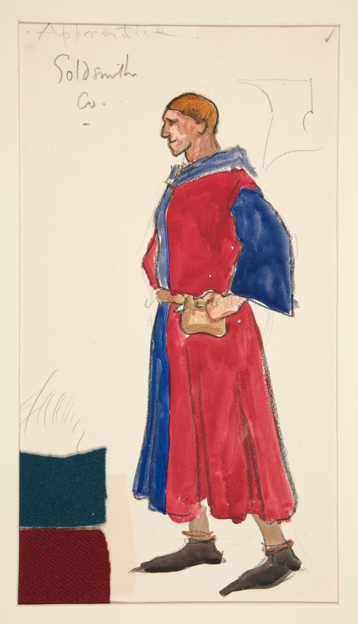 Goldsmith tanítvány, jelmezvázlat Henry Irving számára alkotó: Edwin Austin Abbey