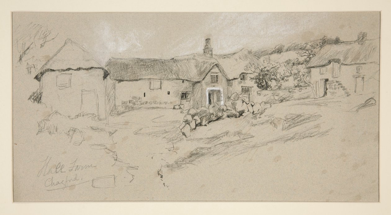Építészeti tanulmány: Hall Farm alkotó: Edwin Austin Abbey