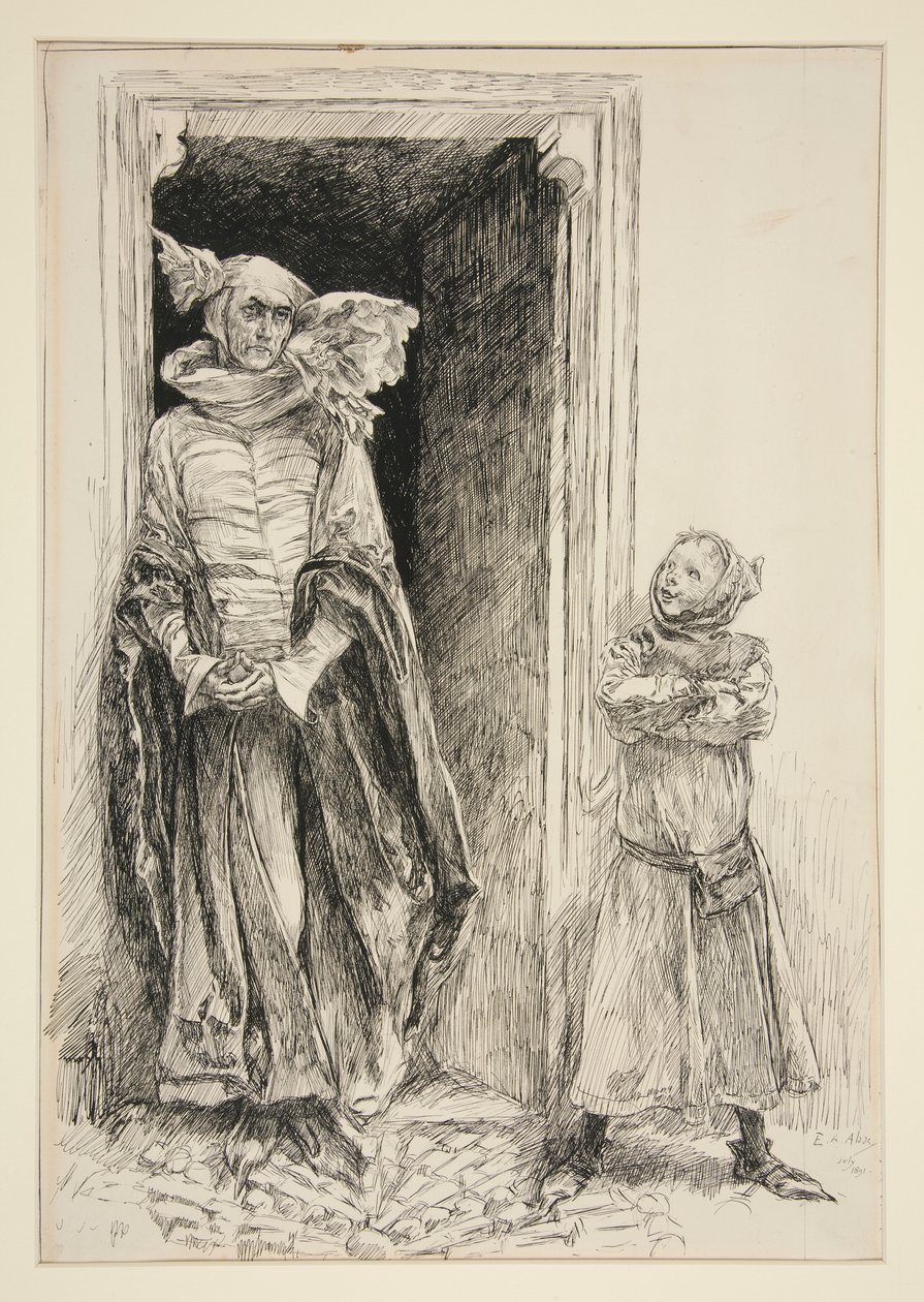 Armando and Mouth, a III. felvonásból, i. jelenet, Szerelem alkotó: Edwin Austin Abbey