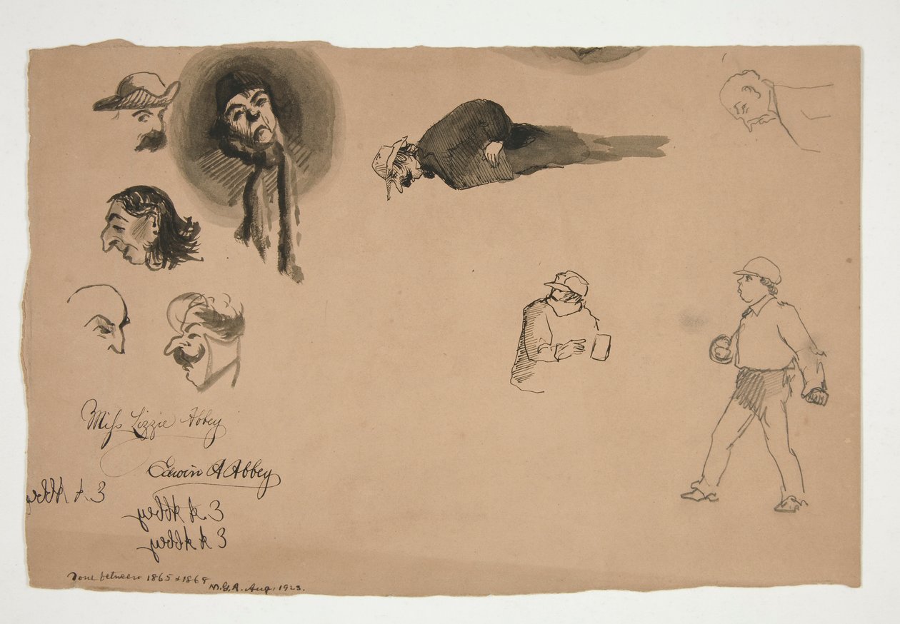 Válogatott alaktanulmányok (recto és verso) alkotó: Edwin Austin Abbey