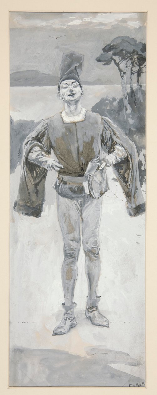 Autolycus, Shakespeare-t illusztráló balladák és balladazene illusztrációja alkotó: Edwin Austin Abbey