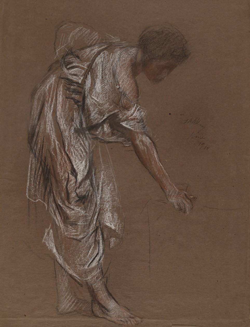 Hajlító nő klasszikus ruhában - tanulmány alkotó: Edwin Austin Abbey