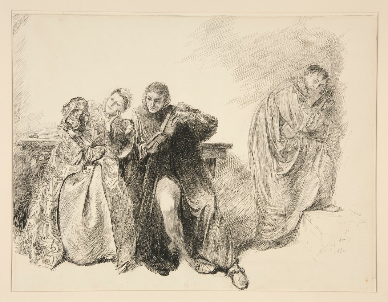 Bianca és Lucentio, a III. felvonás i. jelenetéből, A cickány megszelídítése alkotó: Edwin Austin Abbey