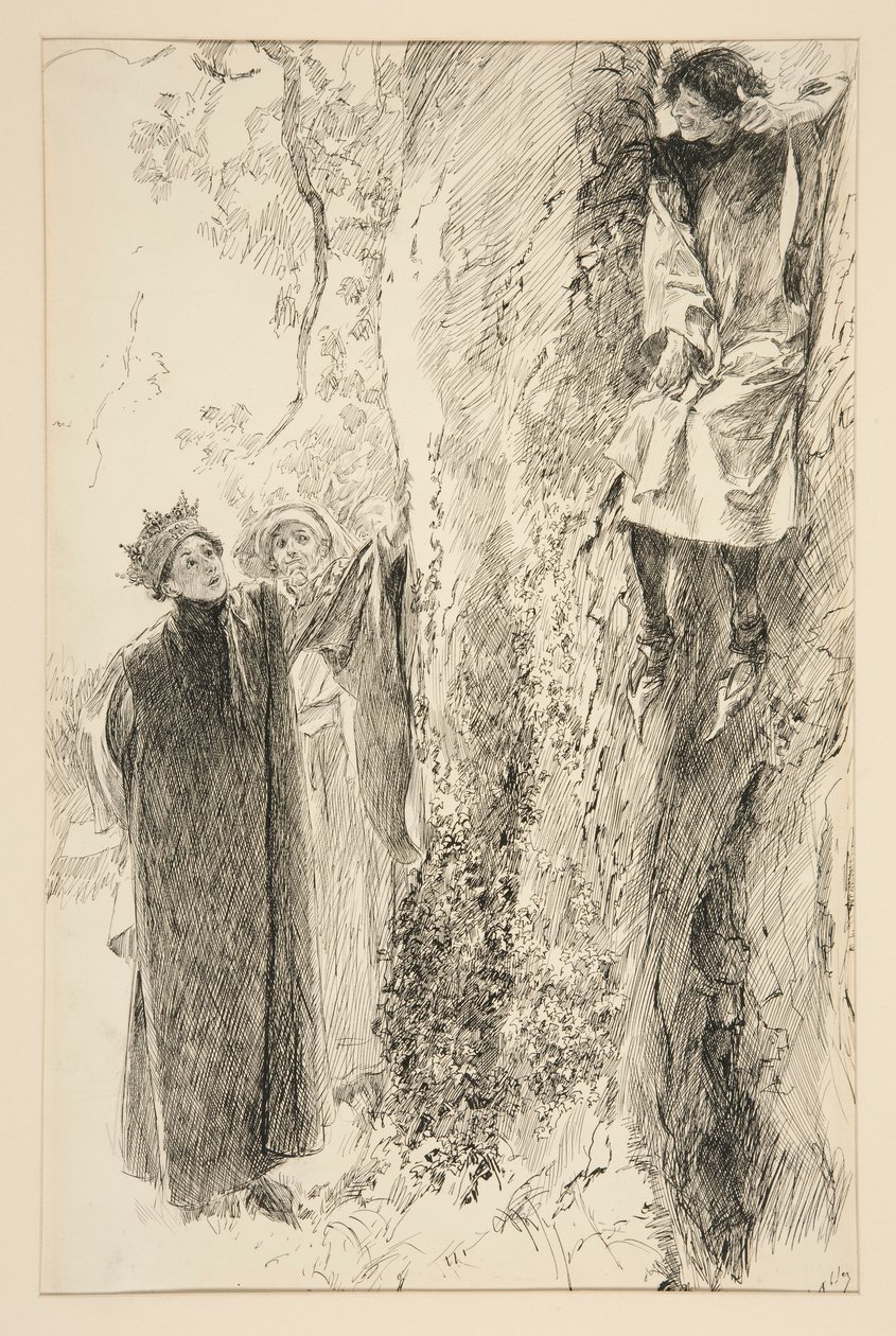 Biron és a király, a IV. felvonás iii. jelenetéből, Szerelem alkotó: Edwin Austin Abbey
