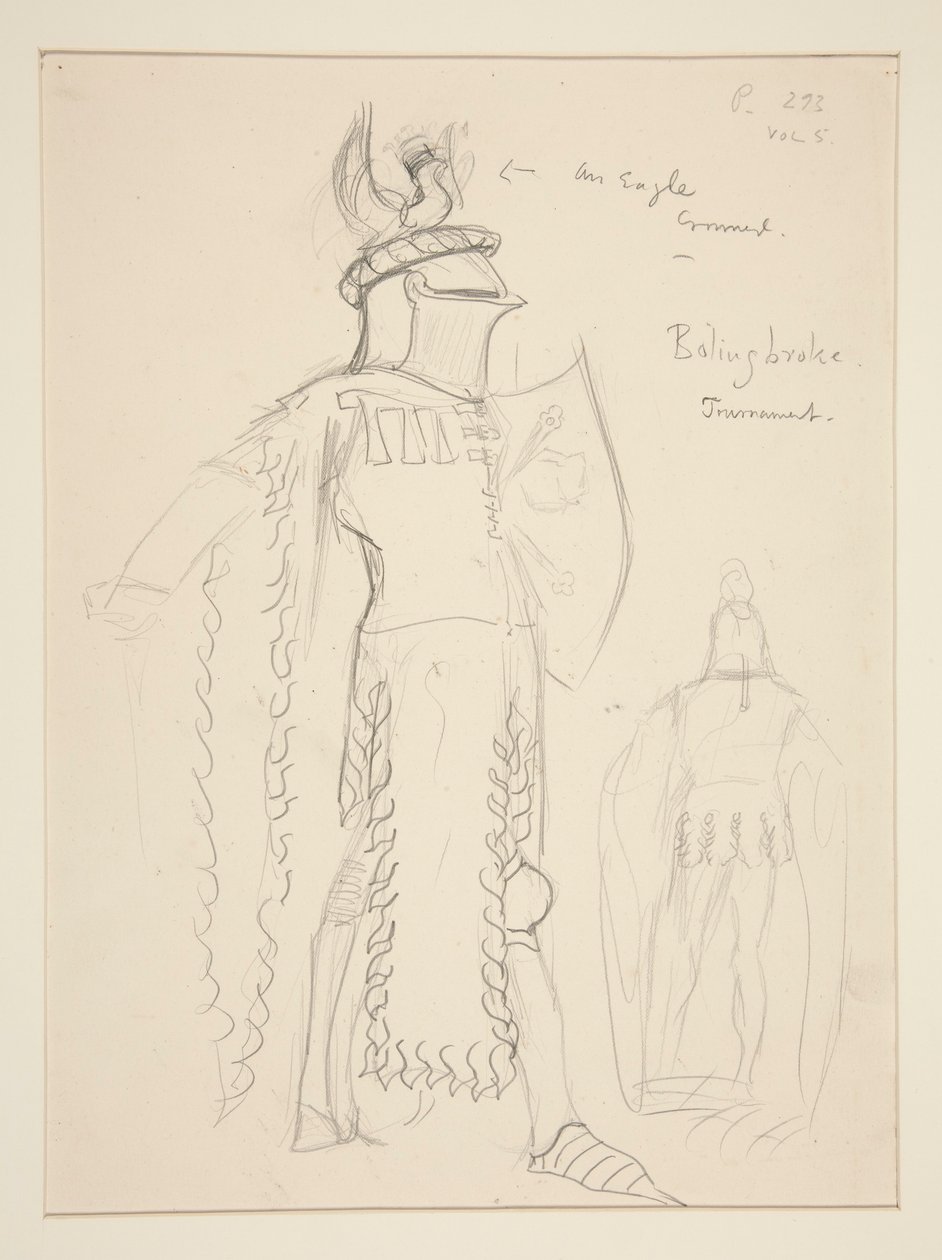 Bolingbroke (Tornajelenet), Henry Irving jelmezvázlata alkotó: Edwin Austin Abbey