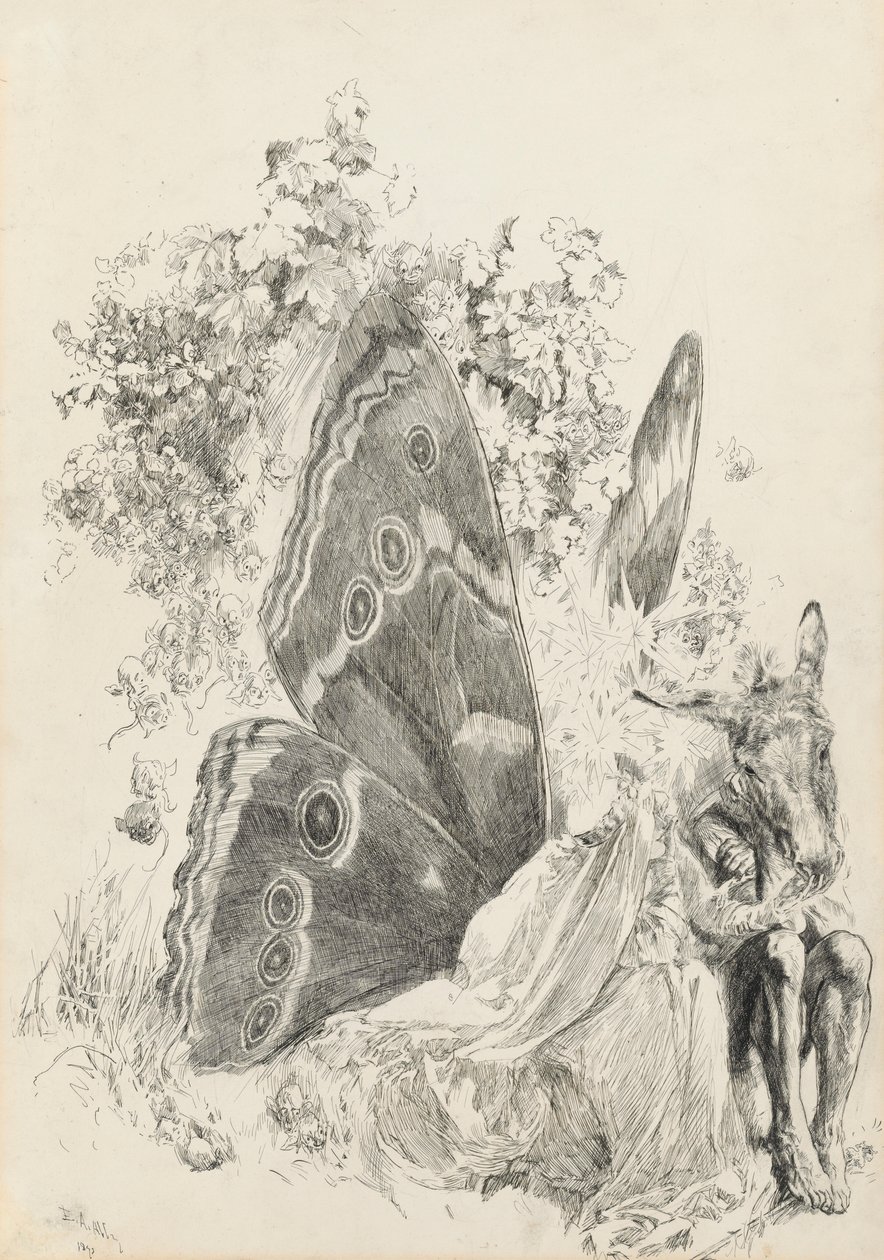 Bottom and Titania, illusztráció a Szentivánéjhoz alkotó: Edwin Austin Abbey