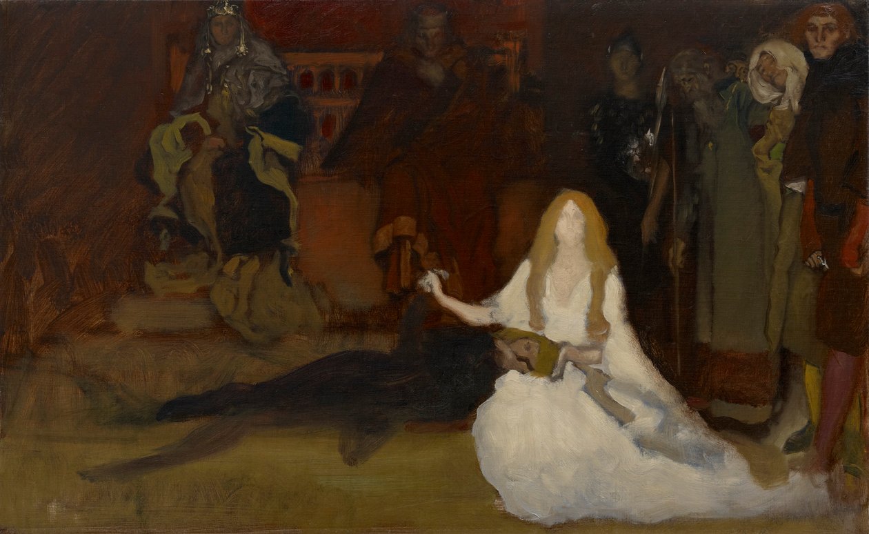 Kompozíciós tanulmány a Hamlet színjátékához, III. felvonás, II. jelenet alkotó: Edwin Austin Abbey