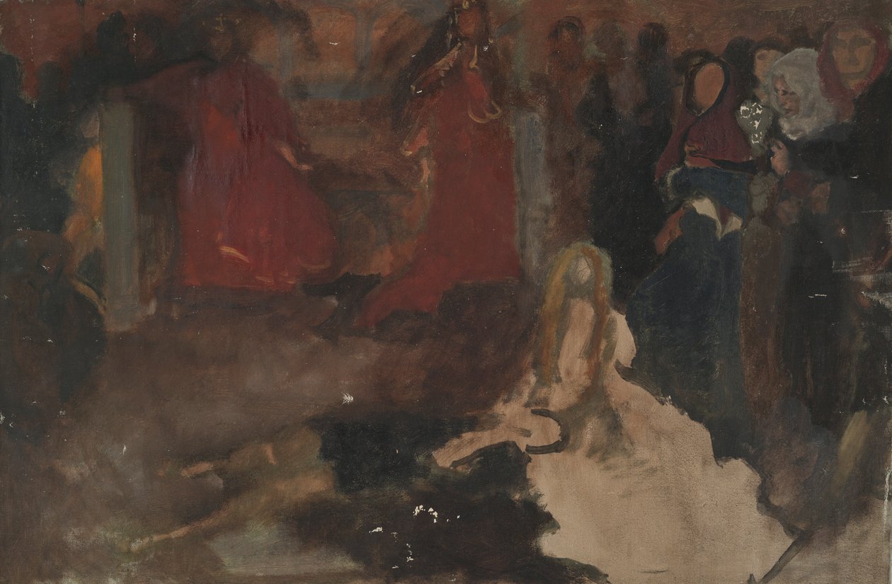 Kompozíciós tanulmány a Hamlet színjátékához, III. felvonás, II. jelenet alkotó: Edwin Austin Abbey