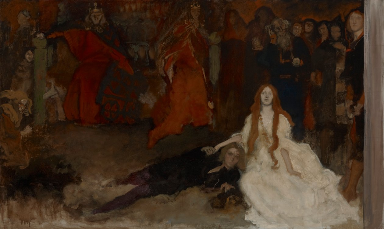Kompozíciós tanulmány a Hamlet színjátékához, III. felvonás, II. jelenet alkotó: Edwin Austin Abbey