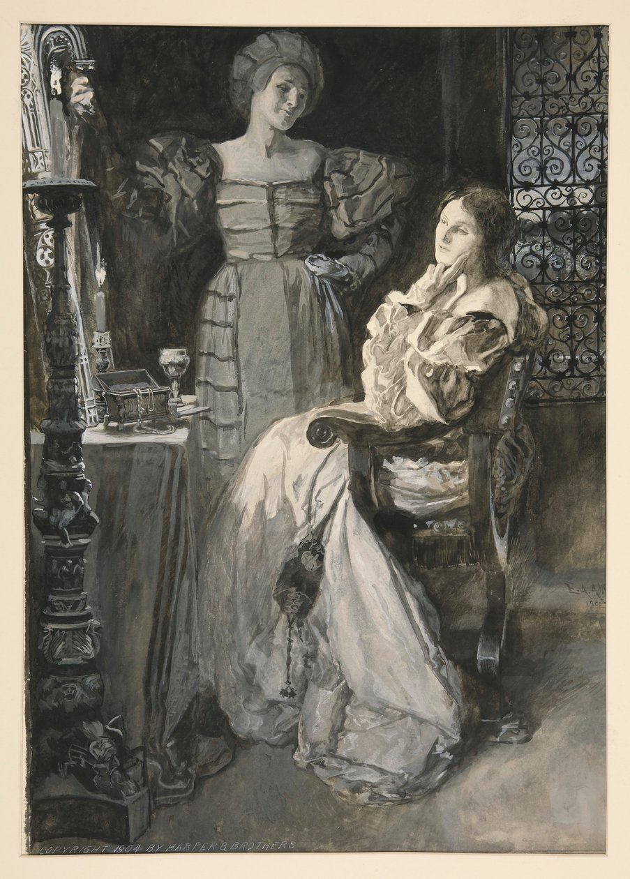 Desdemona és Emilia – IV. felvonás, III. jelenet, Othello alkotó: Edwin Austin Abbey