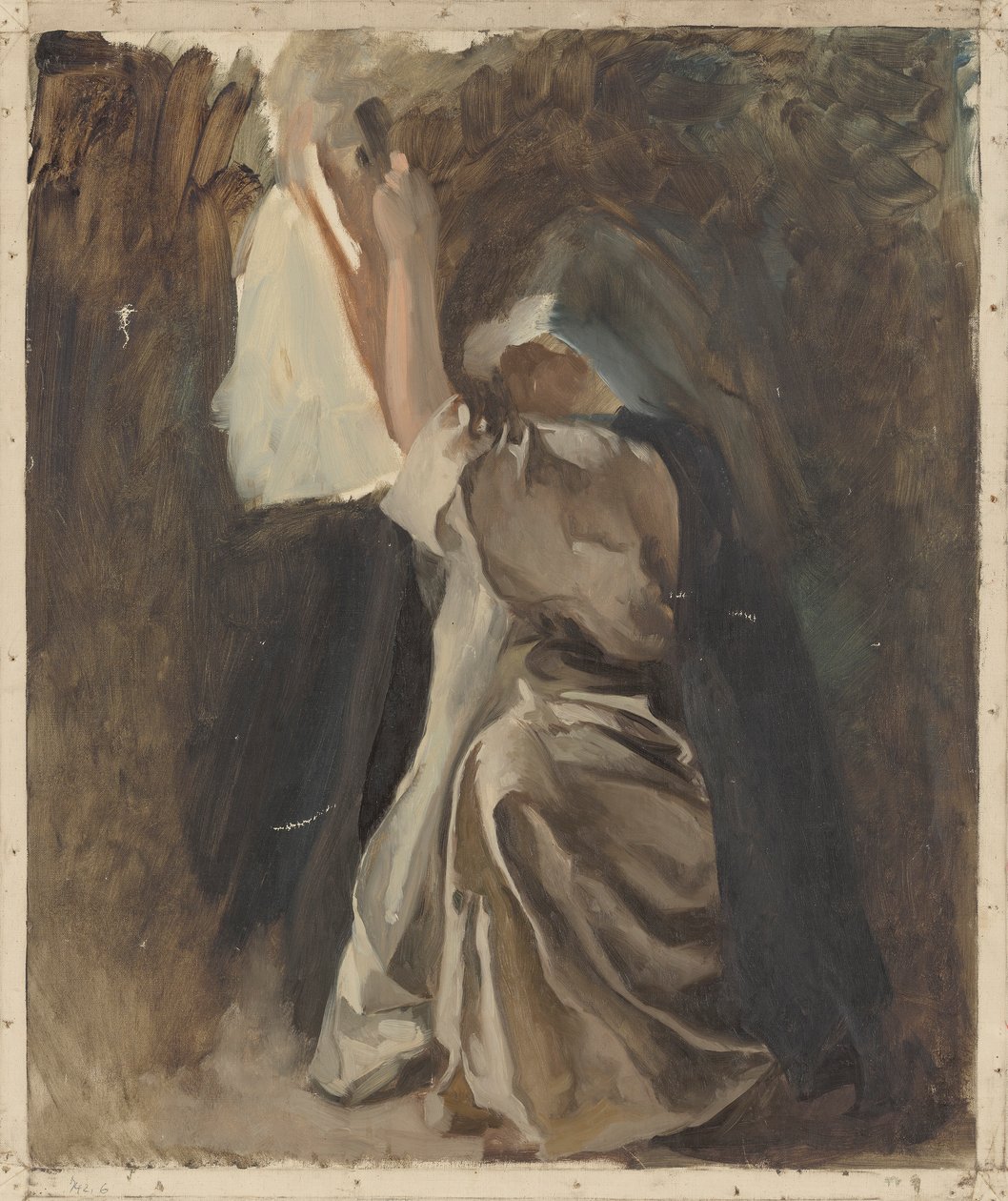 Ábratanulmány egy apácáról, Galahad csecsemőkorához, A Szent Grál keresése és elérése, Könyvkiadó szoba, Bostoni Nyilvános Könyvtár alkotó: Edwin Austin Abbey