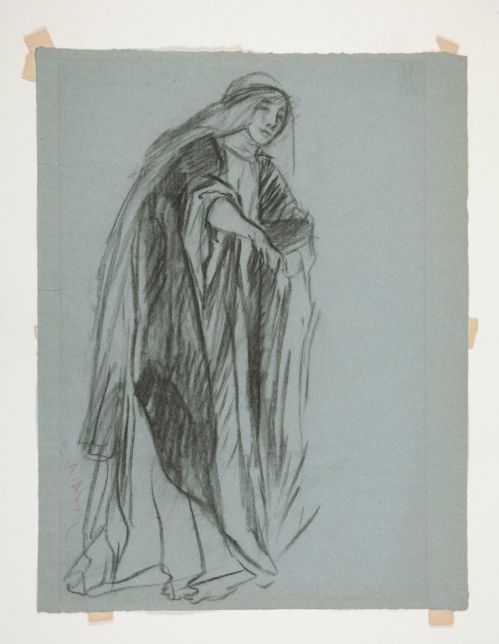 Ábratanulmány a Leányok kastélyához(?), A Szent Grál küldetéséből (tizenöt festménysorozat a Boston Public Library számára, 1901-ben elkészült) alkotó: Edwin Austin Abbey