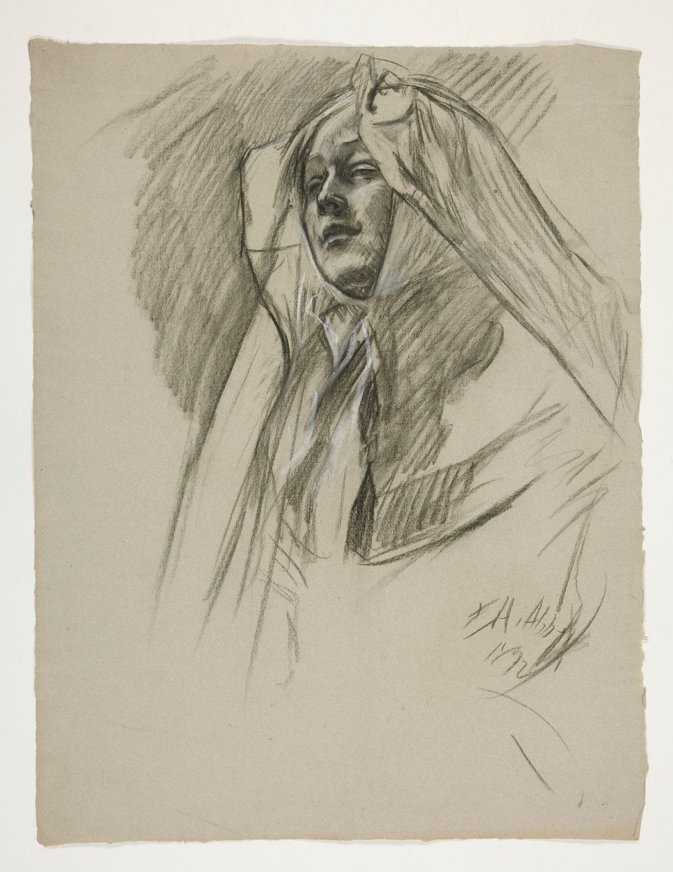 Ábratanulmány Galahad gyermekkorához, A Szent Grál küldetéséből (15 képből álló sorozat a Boston Public Library számára, 1901-ben fejeződött be) alkotó: Edwin Austin Abbey