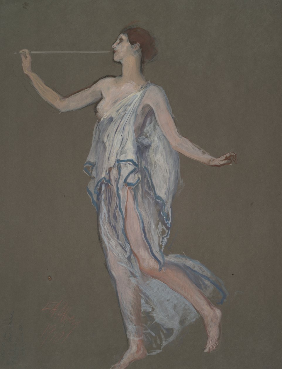 Ábratanulmány a Hírnév(?) figurájához in alkotó: Edwin Austin Abbey