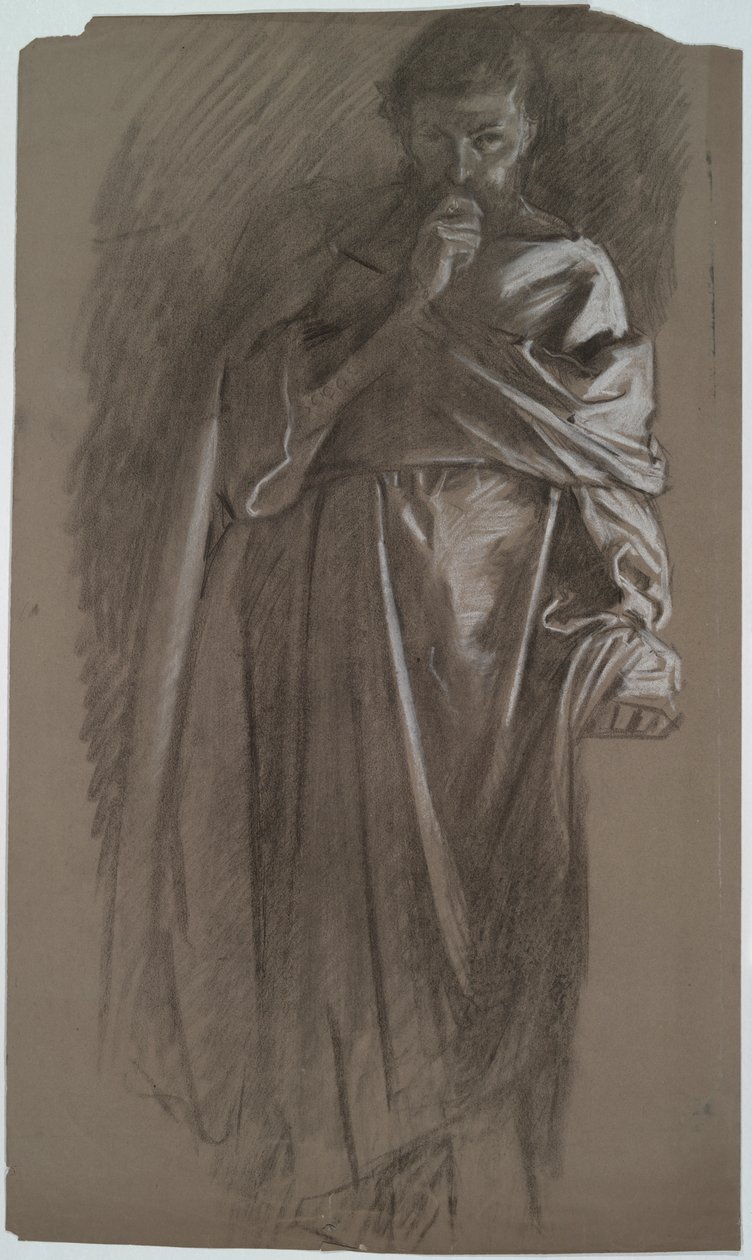 Ábra tanulmány, férfi kezében ruha alkotó: Edwin Austin Abbey
