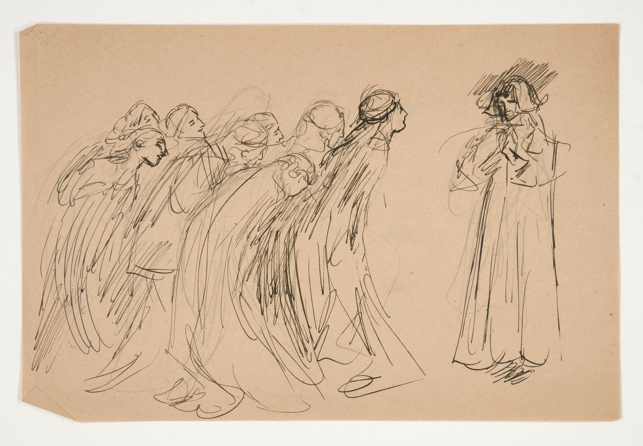 Galahad and the Captive Virtues, A Szent Grál küldetése című tanulmány (tizenöt festménysorozat a Boston Public Library számára, 1901-ben fejeződött be) alkotó: Edwin Austin Abbey