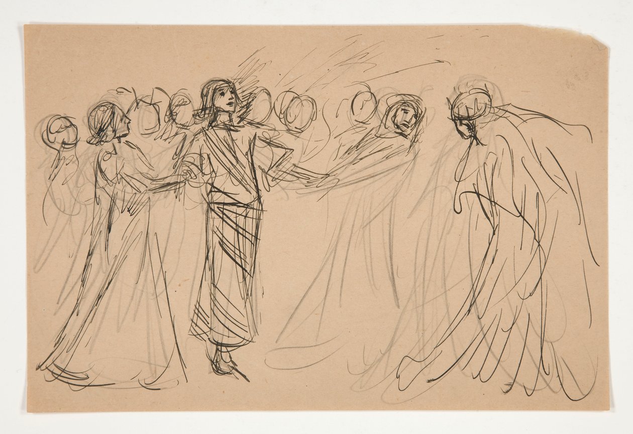 Galahad and the Captive Virtues, A Szent Grál küldetése című tanulmány (tizenöt festménysorozat a Boston Public Library számára, 1901-ben fejeződött be) alkotó: Edwin Austin Abbey