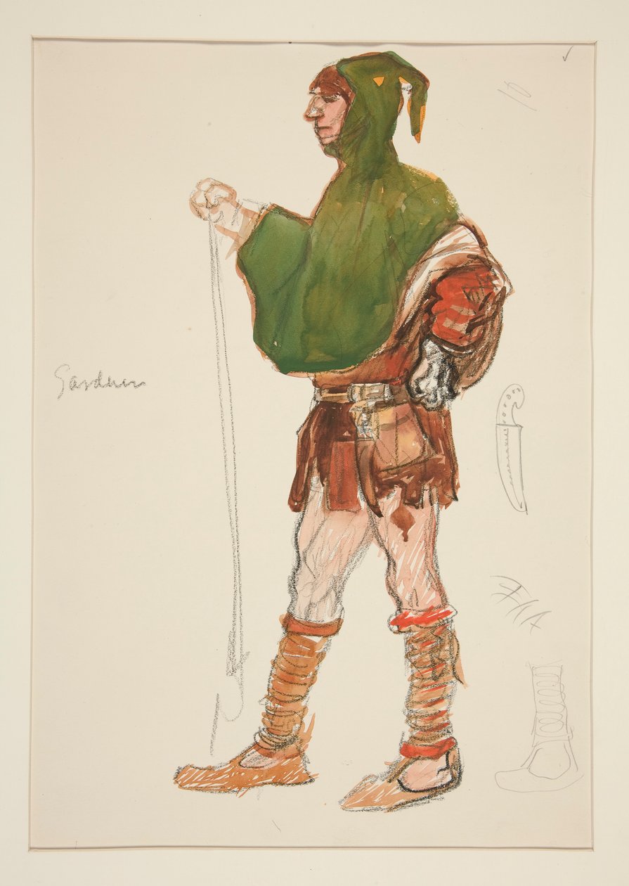 Kertész, jelmezvázlat Henry Irving számára alkotó: Edwin Austin Abbey