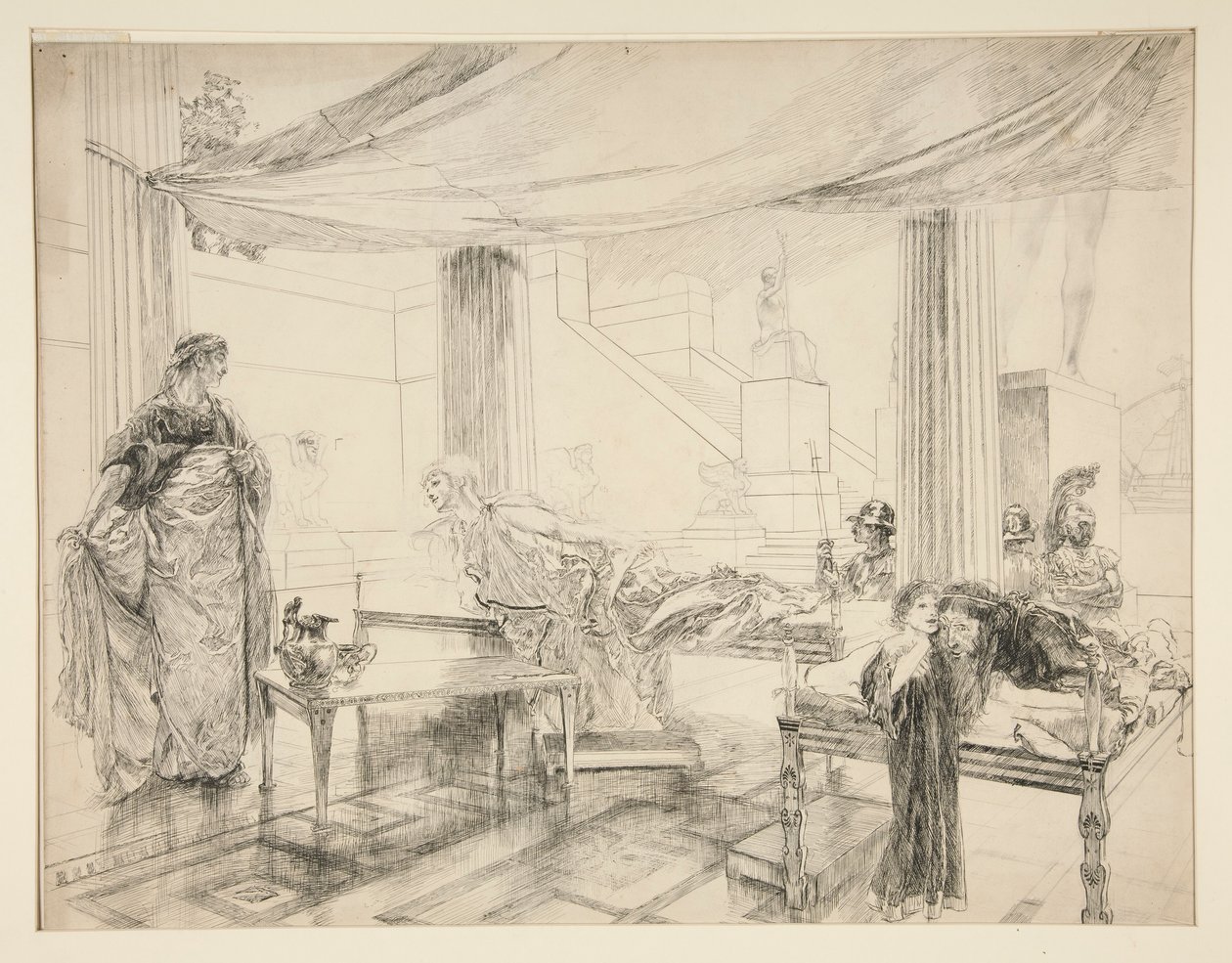Hermione könyörög Polixenesnek (.1122-es tanulmány) – I. felvonás, II. jelenet, A tél alkotó: Edwin Austin Abbey